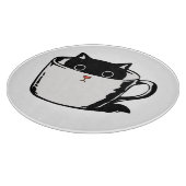 カップに赤い鼻を隠した黒い子猫 カッティングボード (角)