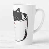 カップに赤い鼻を隠した黒い子猫 カフェラテマグ (右)