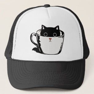 カップに赤い鼻を隠した黒い子猫 キャップ