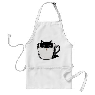 カップに赤い鼻を隠した黒い子猫 スタンダードエプロン