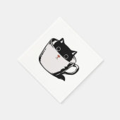 カップに赤い鼻を隠した黒い子猫 スタンダードカクテルナプキン (角)