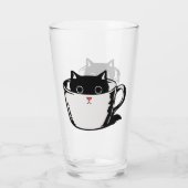 カップに赤い鼻を隠した黒い子猫 タンブラーグラス (裏面)