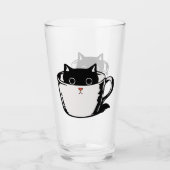 カップに赤い鼻を隠した黒い子猫 タンブラーグラス (正面)