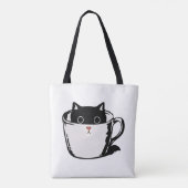 カップに赤い鼻を隠した黒い子猫 トートバッグ (裏面)