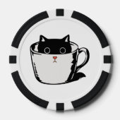 カップに赤い鼻を隠した黒い子猫 ポーカーチップ (正面)