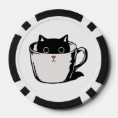 カップに赤い鼻を隠した黒い子猫 ポーカーチップ (裏面)