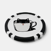 カップに赤い鼻を隠した黒い子猫 ポーカーチップ (シングル)