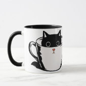カップに赤い鼻を隠した黒い子猫 マグカップ (左)