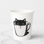 カップに赤い鼻を隠した黒い子猫 紙コップ (裏面)