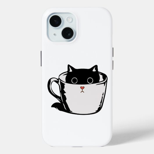 カップに赤い鼻を隠した黒い子猫 Case-Mate iPhoneケース (裏面)