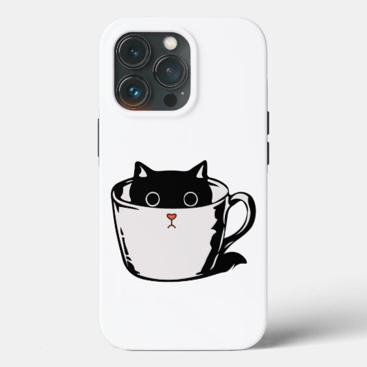 カップに赤い鼻を隠した黒い子猫 Case-Mate iPhoneケース (裏面)
