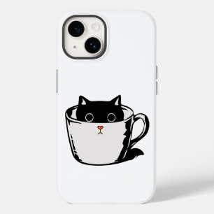 カップに赤い鼻を隠した黒い子猫 Case-Mate iPhone 14ケース