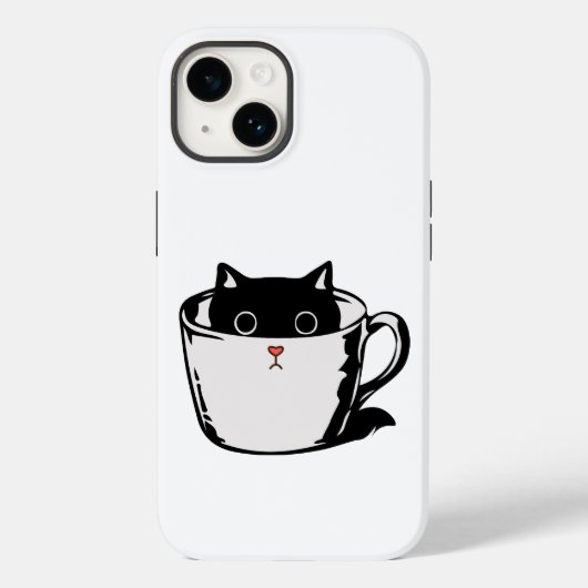 カップに赤い鼻を隠した黒い子猫 Case-Mate iPhoneケース (裏面)