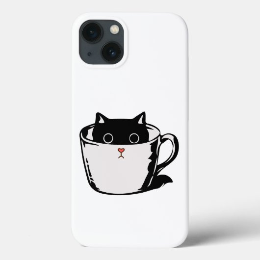 カップに赤い鼻を隠した黒い子猫 Case-Mate iPhoneケース (裏面)