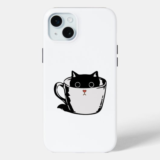 カップに赤い鼻を隠した黒い子猫 Case-Mate iPhoneケース (裏面)