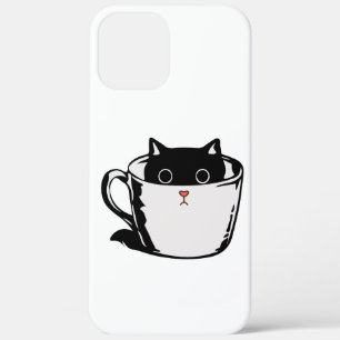 カップに赤い鼻を隠した黒い子猫 iPhone 12 PRO MAX ケース