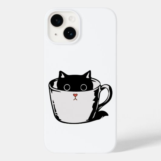 カップに赤い鼻を隠した黒い子猫 Case-Mate iPhoneケース (裏面)