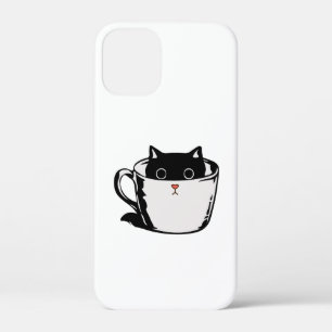 カップに赤い鼻を隠した黒い子猫 iPhone 12 MINI ケース