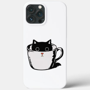 カップに赤い鼻を隠した黒い子猫 iPhone 13 PRO MAXケース