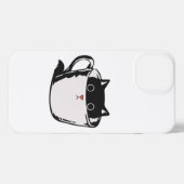 カップに赤い鼻を隠した黒い子猫 iPhoneケース (裏面横)