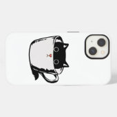 カップに赤い鼻を隠した黒い子猫 iPhoneケース (裏面横)