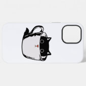カップに赤い鼻を隠した黒い子猫 iPhoneケース (裏面横)