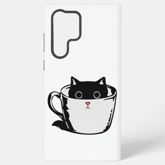 カップに赤い鼻を隠した黒い子猫 SAMSUNG GALAXYケース (裏面)