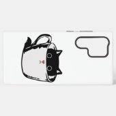 カップに赤い鼻を隠した黒い子猫 SAMSUNG GALAXYケース (裏面横)