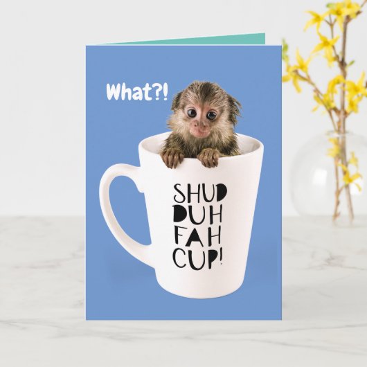 カップのお世辞を言うかわいい指の誕生日 カード (黄色い花)