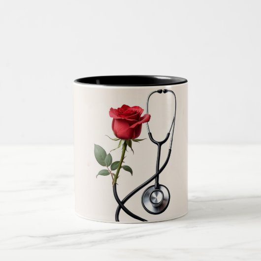 カップのハートビート:聴診器マグカップ ツートーンマグカップ (中央)