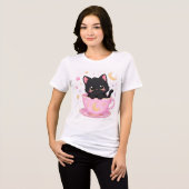 カップの中のかわいい子猫 トライブレンドTシャツ (正面全面)