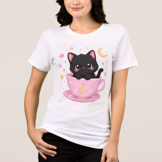 カップの中のかわいい子猫 トライブレンドTシャツ
