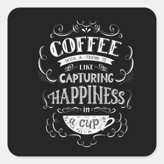 カップの中の幸せを捉える スクエアシール (正面)