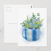 カップの青い水色の春の花 ポストカード (正面/裏面)