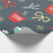 カップはミスタルトウとモミの枝を弓 ラッピングペーパー (角)