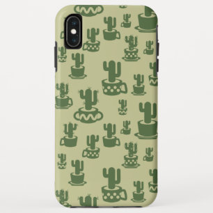 カップや鉢の中の多肉サボテンのシルエット iPhone XS MAXケース