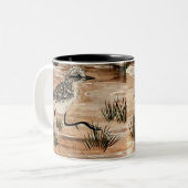 カップを見走る ツートーンマグカップ (正面左)