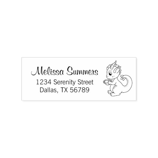 カップアドレスを持つかわいい小さな龍2 ラバースタンプ (インプリント)