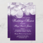 カップエレガントルシャワーグロー&スパークルパープル 招待状 (正面/裏面)