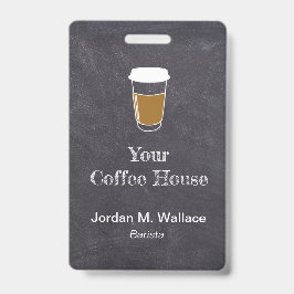 カップオンチョークボードコーヒーショップ営業社員 バッジ