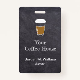 カップオンチョークボードコーヒーショップ営業社員 バッジ