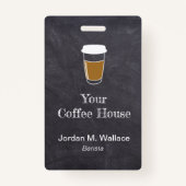 カップオンチョークボードコーヒーショップ営業社員 バッジ (裏面)