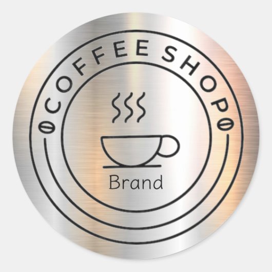 カップカフェビジネスコーヒーショップ ラウンドシール (正面)