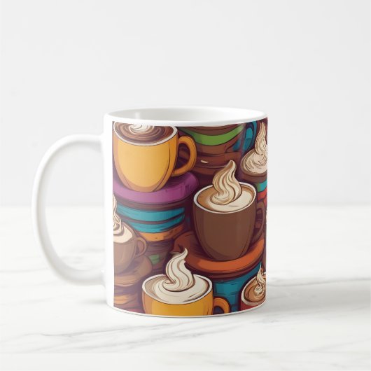 カップカラフルの模様 コーヒーマグカップ (左)