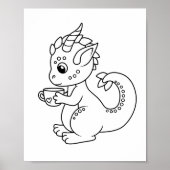 カップカラーリングページを持つかわいい小さな龍 ポスター (正面)