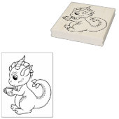 カップカラーリングページを持つかわいい小さな龍 ラバースタンプ (押印)