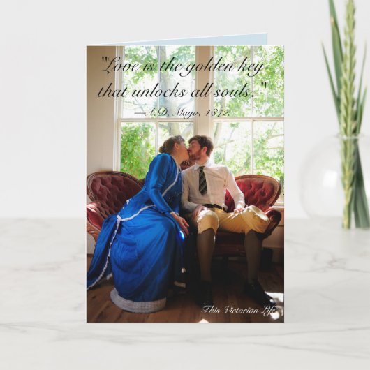 カップキスをするル、ビクトリアン引用文 カード (正面)