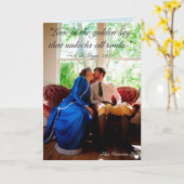 カップキスをするル、ビクトリアン引用文 カード (黄色い花)