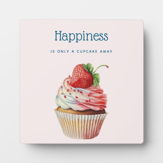 カップケおもしろいーキのイメージを持つ幸福の引用文 フォトプラーク (正面)