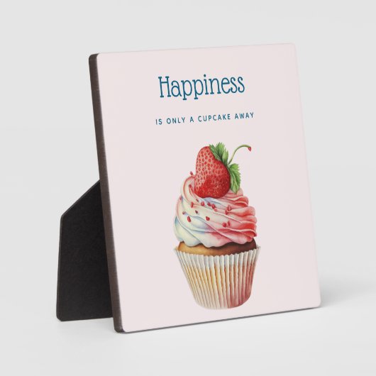 カップケおもしろいーキのイメージを持つ幸福の引用文 フォトプラーク (正面)